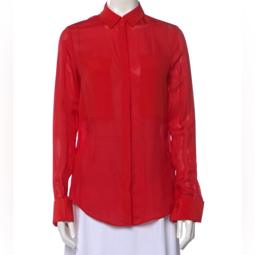 Vibrant Red Sheer Blouse